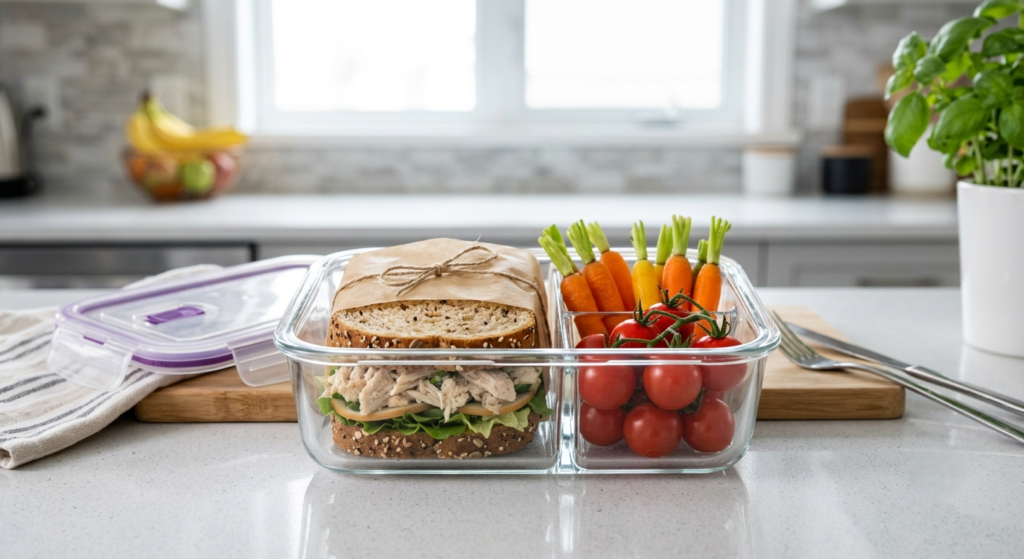 modern glass meal prep container